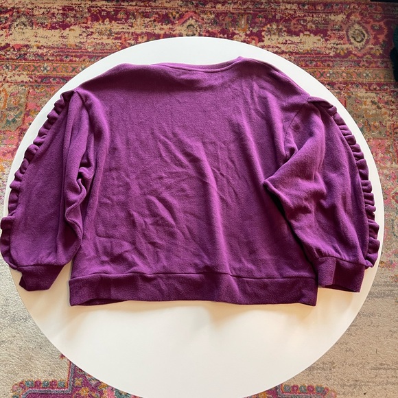 A New Day Purple Sweatshirt with Ruffle Sleeve - Picture 4 of 4